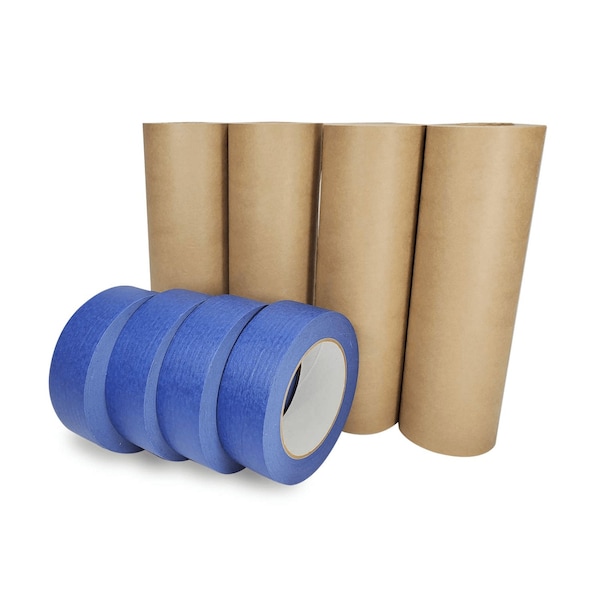 Idl Packaging 9in x 60 yd Masking Paper and 1 1/2in x 60 yd Painters Tape, for Covering, 4PK 4x GPH-9, 4463-112 - main